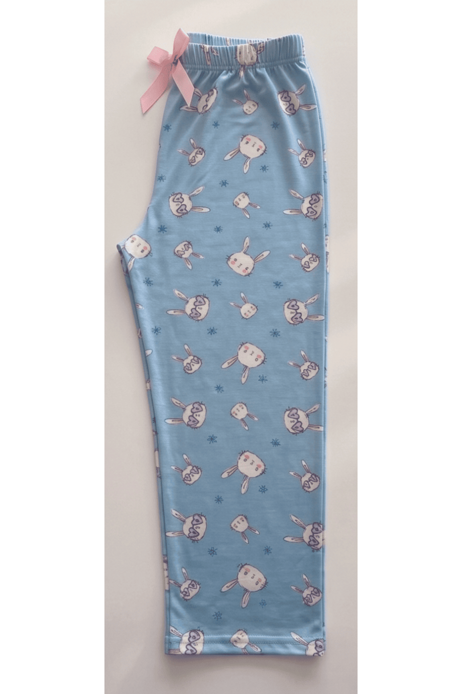Viskon mavi desenli rahat kesim kadın pijama altı pantolon